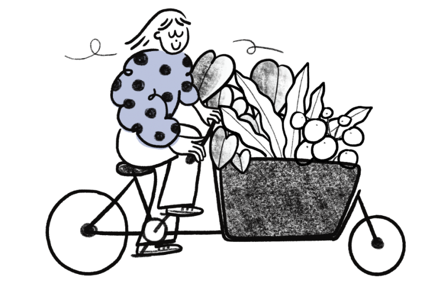 Yanomami-illustration-personnage-velo-cargo-plantes-lavande